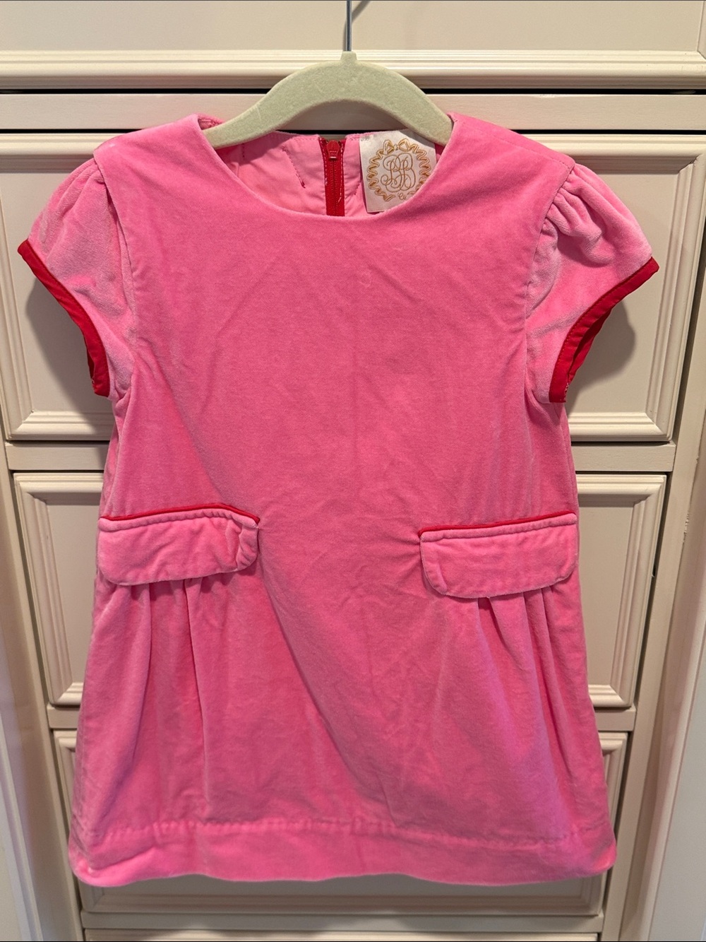 Girls Pink Short-Sleeve Velour Dress - Beaufort Bonnet Company